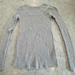 GAP Light Gray Ribbed Knit Top- Women’s Tall